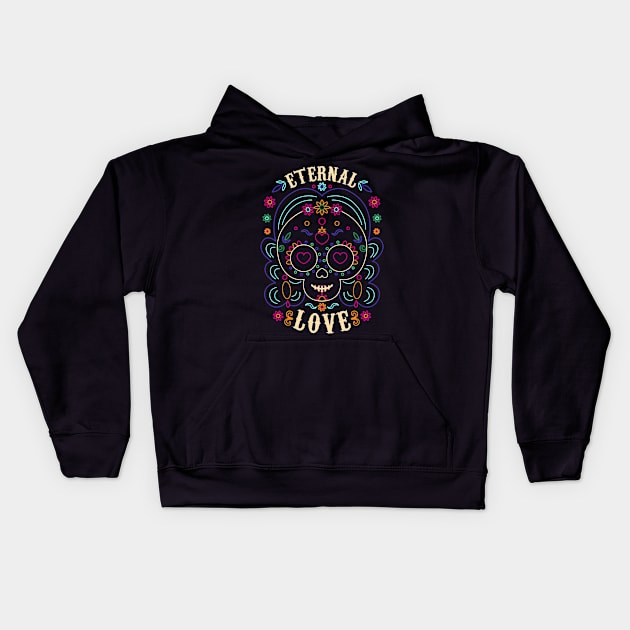 Eternal Love - Dia de los muertos Kids Hoodie by Sachpica